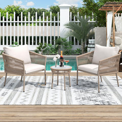 Woven Rope Outdoor Set, Luxury & Simple, including 2 single chairs and 1 coffee table