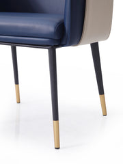 Blue & Beige Bonded Leather Dining Chair
