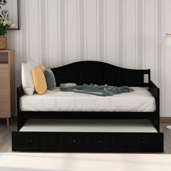Twin Wooden Daybed with Trundle Bed - Espresso