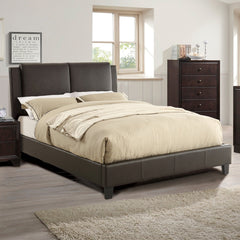 Full Size Bed - Brown Faux Leather Upholstered