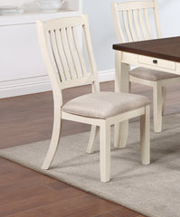 White Classic Dining Chairs Set Rubberwood Beige (Set of 2)