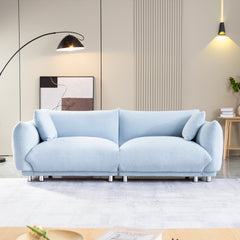A Lovable Sofa with 2 Pillows and Metal Feet - Light Blue