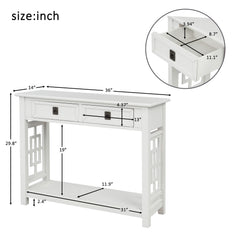 White console table with 2 drawers