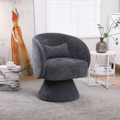 Swivel Accent Chair Armchair, Round Barrel Chair in Fabric - Dark Grey