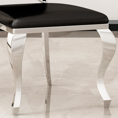 Modern Leatherette Dining Chairs with Stripe Armless Chair (Set of 2) - Black