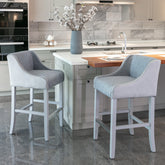 28 Inch Seat High Barstool with Accent Nail Trim (Set of 2) - Stone Blue and Gray