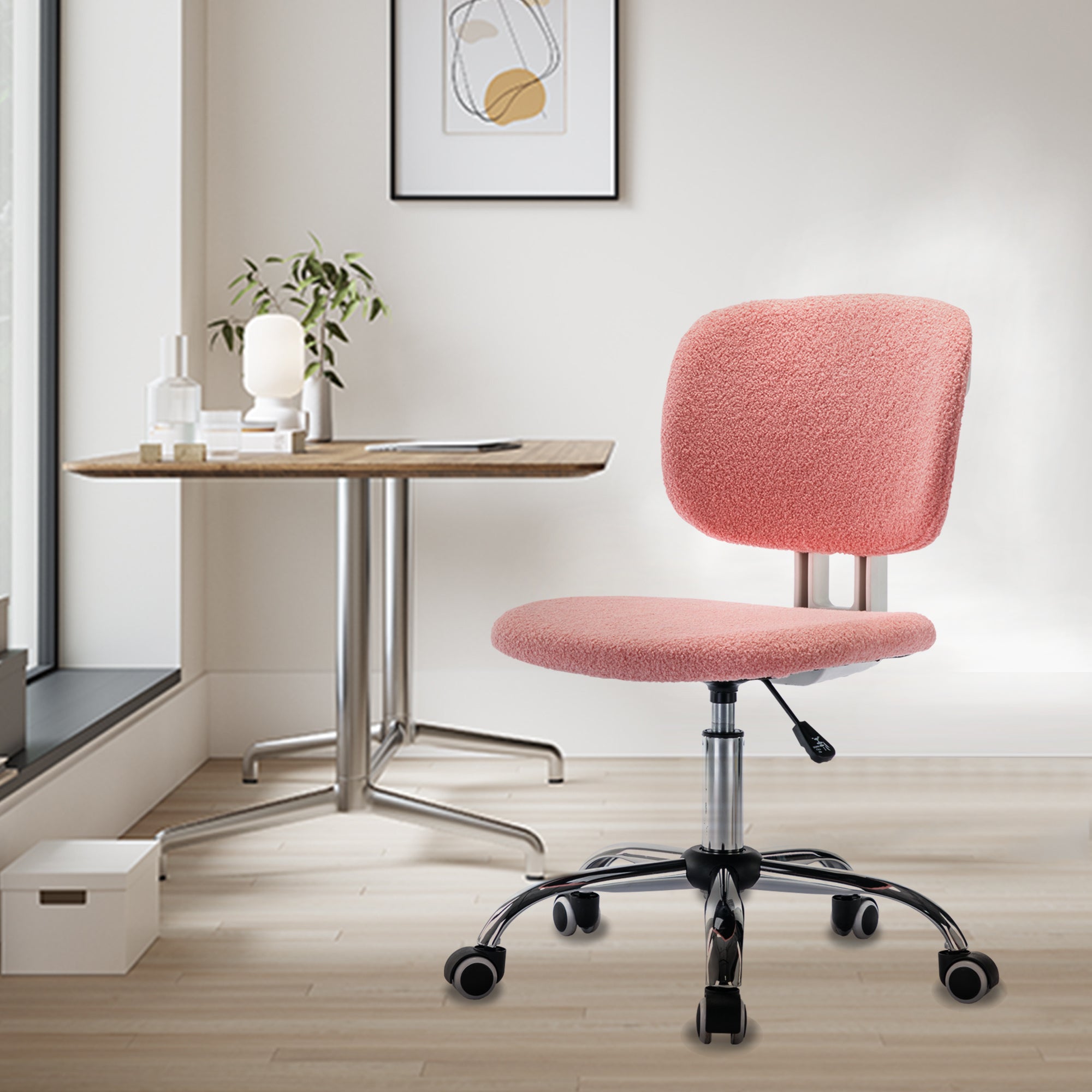 Teddy Velvet Pink Office Desk Chair Bling Desk - Pink