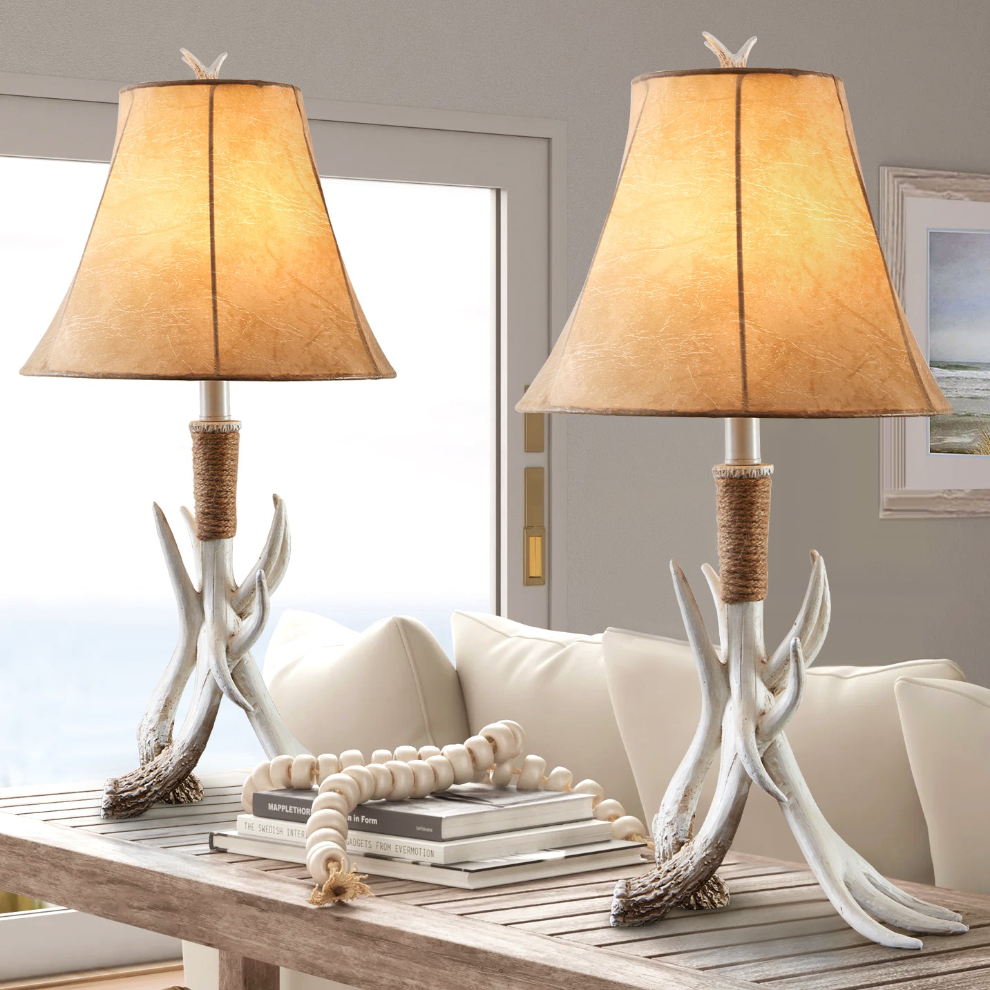 Faux Sheepskin Lampshade Table Lamp