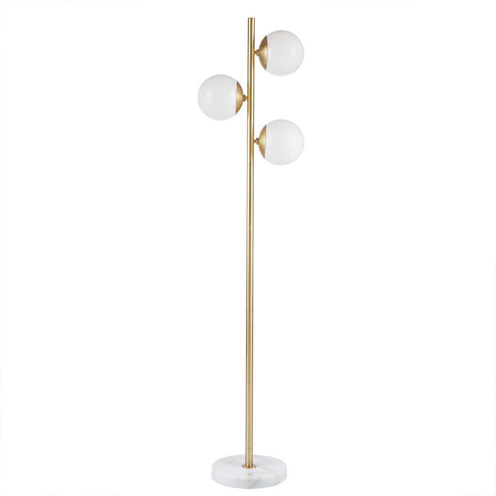 Holloway 3-Globe Light Floor Lamp with Marble Base - Gold