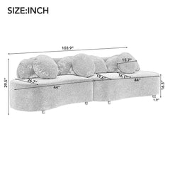 103.9" Modern Living Room Sofa Velvet Upholstered Couch Furniture - Beige