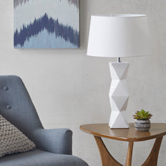 Geometric Ceramic Table Lamp - White