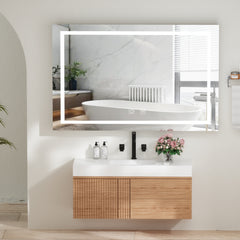 MAICOSY 36"x28" LED Bathroom Mirror Vanity Makeup Mirrors Touch Anti-fog Dimmable