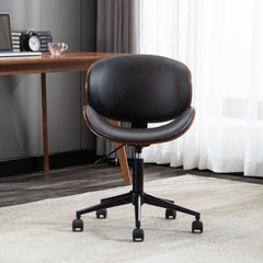 Bentwood Adjustable Office Chair, Mix Color PU Leather Upholstery and Black Foot