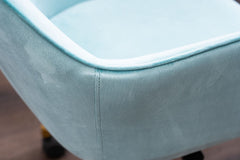 Modern Velvet Fabric Material Adjustable Height 360 revolving with Gold Metal Legs - Light Blue