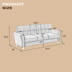 Modern Living Room Sofa Linen Upholstered Couch Furniture for Home or Office - Light Grey
