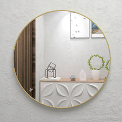 MAICOSY 31.5" Large Gold Round Wall Mounted Mirror Vanity Bedroom Bathroom Decor