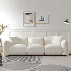 Mid Century Modern Couch 3-Seater Sofa - Beige