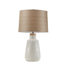 Tate Boho Textured Ceramic Table Lamp - Ivory