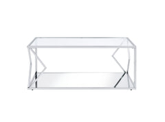 Virtue Coffee Table, Clear Glass & Chrome Finish