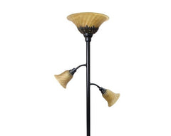 3 Light Floor Lamp with Scalloped Glass Shades, Restoration Bronze