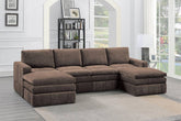 Contemporary 6pc Set Modular Sectional Set 2x One Arm Chair / Wedge 2x Armless Chairs 2x Ottomans - Mink Color