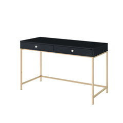 Black High Gloss & Gold Finish Contemporary Writing Desk