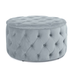 Plush New Velvet Ottoman - Light Grey