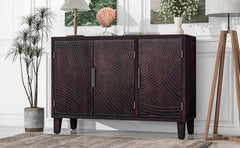 Cabinet Sideboard Wooden with Antique Pattern Doors - Antique Espresso