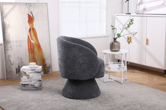 Swivel Accent Chair Armchair, Round Barrel Chair in Fabric - Dark Grey