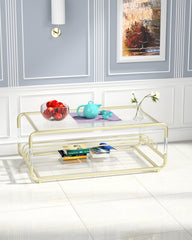 Gold Stainless Steel With Acrylic Frame Clear Glass Top Coffee Table