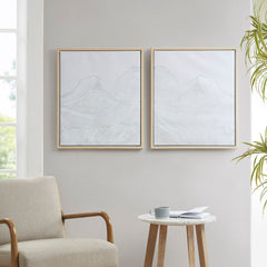 Desert Serenity Hand Embellished Abstract 2-piece Framed Canvas Wall Art Set - Ivory