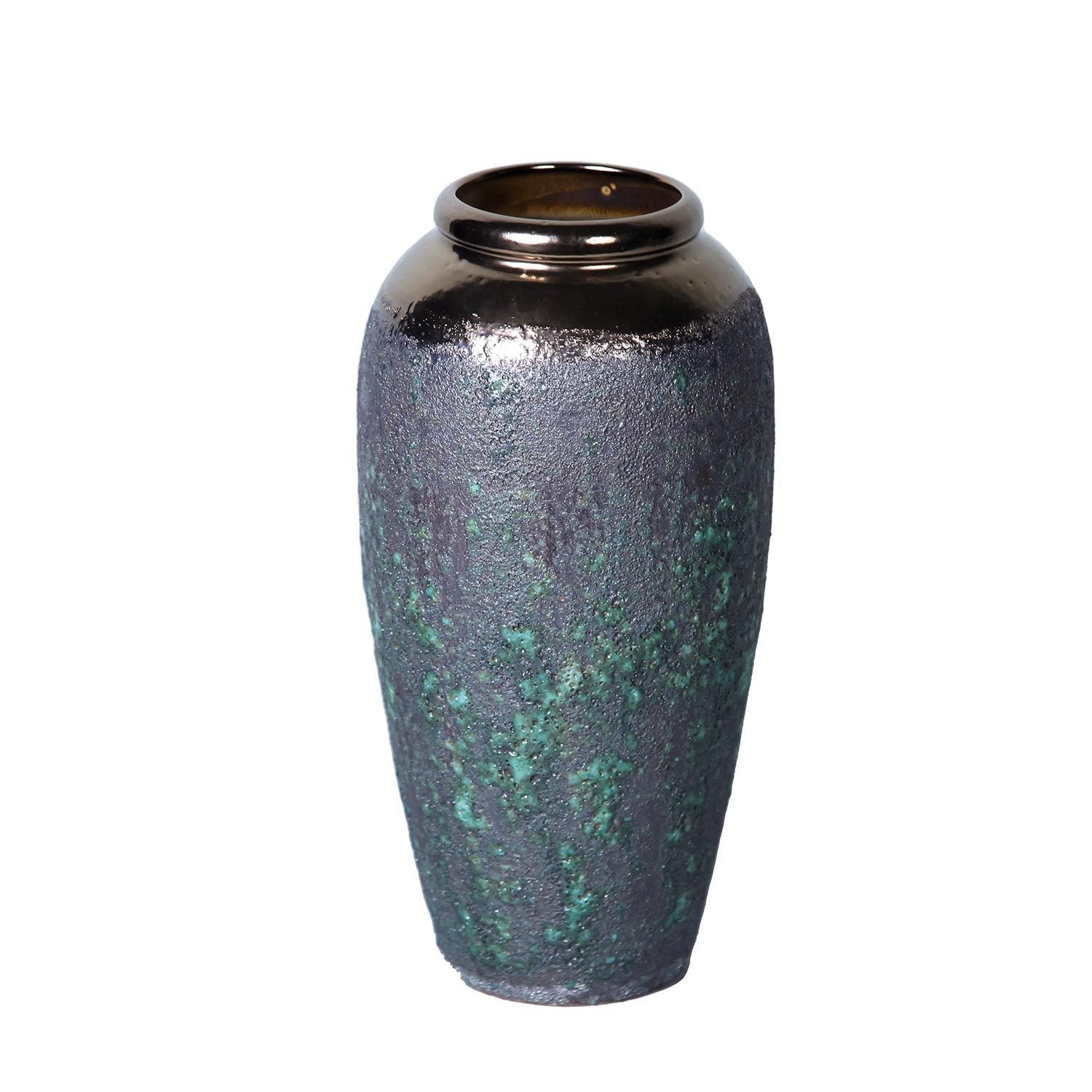 Artisanal Vintage Smoke Ceramic Vase 7"D x 14"H