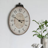 18"x29" Antique White Oval Wall Clock, Traditional Vintage Home Decor Clock