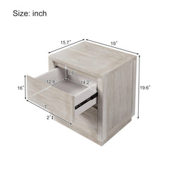 Modern Style Wood Veneer 2-Drawer Nightstand Side Table - Stone Gray