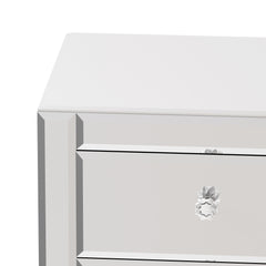 Modern Mirrored Nightstand with Drawers - Silver Glass