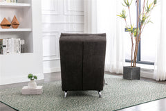 Linen Modern Long Lounger Chair - Dark Gray