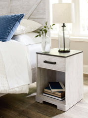 Whitewash/Charcoal Gray Nightstand