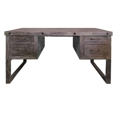 Brazilian Pine 61 Inch Rustic Style Home Office 4 Drawers Desk - Distressed Gray