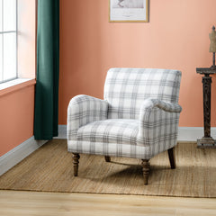 Farmhouse Style Amchair - Plaid Grey