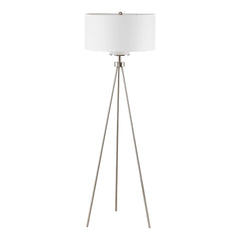 Pacific Tripod Metal Tripod Floor Lamp with Glass Shade - Silver