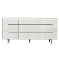 Modern Style Manufactured Wood 9-Drawer Dresser with Solid Wood Legs - White