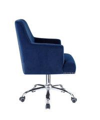 Elegant Office Chair - Blue Velvet & Chrome Finish