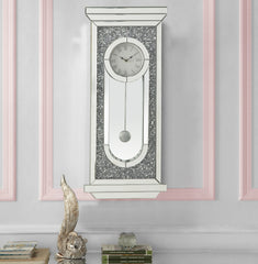 Wall Clock Mirrored & Faux Diamonds
