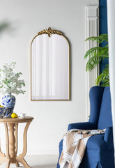 Arched Wall Mirror with Gold Metal Frame - Gold