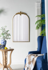 Arched Wall Mirror with Gold Metal Frame - Gold