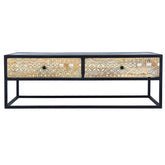 45 Inch Carson Rectangular Mango Wood Coffee Table with Metal Frame and 2 Drawers - Brown and Black