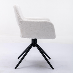 Swivel Dining Chairs with Elegant Metal Leg, Rotate Left and Right 90 Degrees (Set of 2) - White