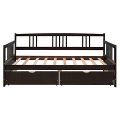 Twin Size Daybed Wood Bed with Two Drawers - Espresso