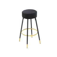 Velvet Kitchen Stools Upholstered Bar Stools 24 Inches (Set of 2) - Black