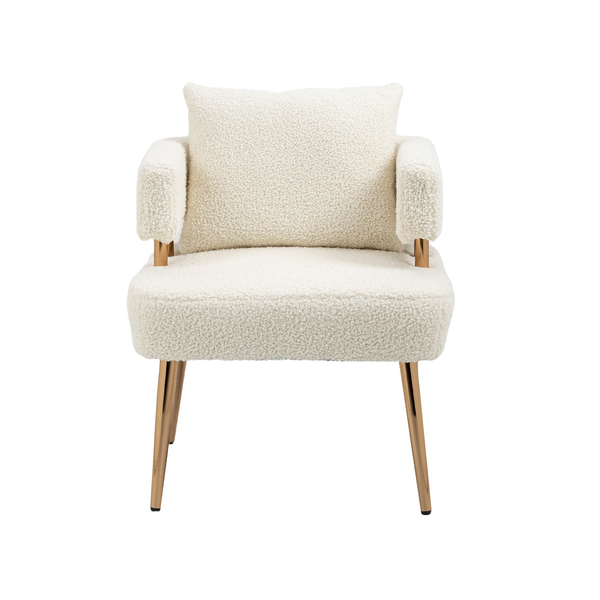 Accent Chair with Golden Feet - White Teddy